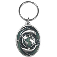 Dolphins and Earth Metal Key Chain with Enameled Details
